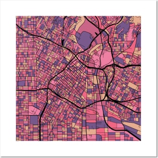 Los Angeles Map Pattern in Purple & Pink Posters and Art